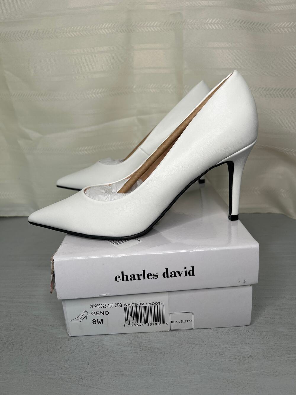 Charles David Geno Pointed Toe Stiletto Pumps White Womens Size 8M
